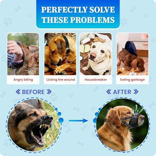 Image of Dog Muzzle Medium Sized Dogs - Soft Muzzle for Medium Sized Dog with Air Mesh | Adjustable Dogs Muzzles to Stop Biting Barking and Chewing that Allows Panting Drinking | Perfect for Small to Large
