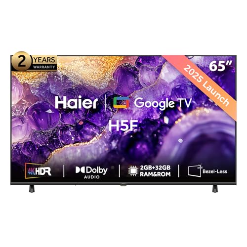 تلفزيون من هاير بشاشة ٦٥ بوصة، بدقة 4K، موديل H65H5F، بتقنية UHD