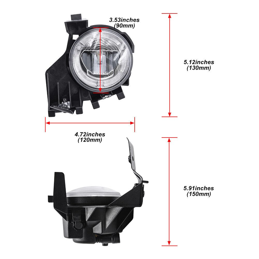 JKAPCYJFHF Luces diurnas LED DRL con anillo de halo y luces antiniebla para Subaru Impreza WRX 2008-10