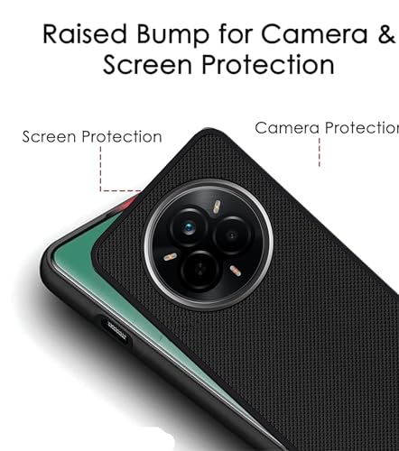 Image of Silicone Back Cover Case Compatible For (Textured Grip Design | Camera Protetion | Slim And Light Weight | Soft Touch And Feel | Black) (Realme 14 Pro+)