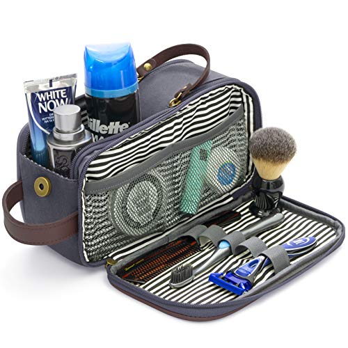 Dopp Kit for Men, Large MensToiletry Bag with Leather Details