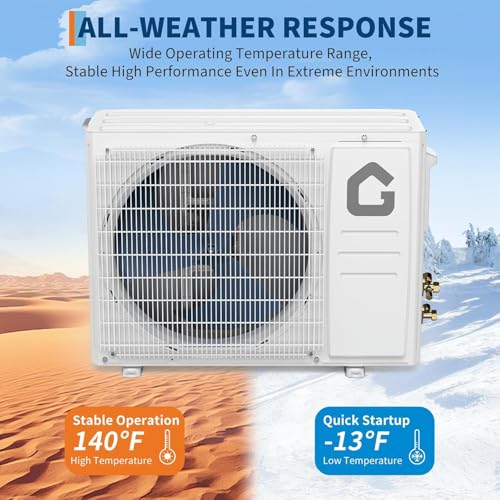 Image of GarveeHome 12000 BTU Inverter Split System Air Conditioners, 22 SEER2 Mini Split AC /Heating System, Ductless Heat Pump Wall Mount AC Unit Cool Up to 750 Sq. Ft, Installation Kits, 115V