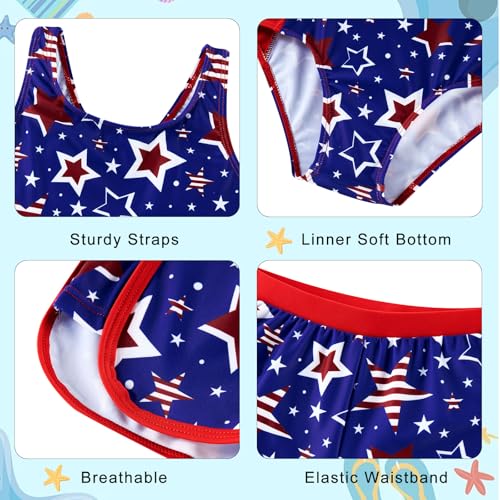 Image of TUONROAD Toddler Girls One Piece Swimsuit 2Pcs Bathing Suit Kids Swimwear with Short for 3-9