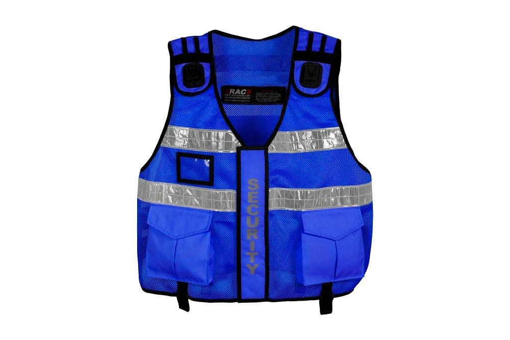 RAC3 New Model Hi Viz Tactical Vest Security, Tac Vest, Dog Handler (Blue)