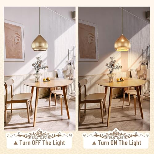 Image of 2-Pack Hanging Pendant Light Gold Turkish Moroccan Ceiling Light