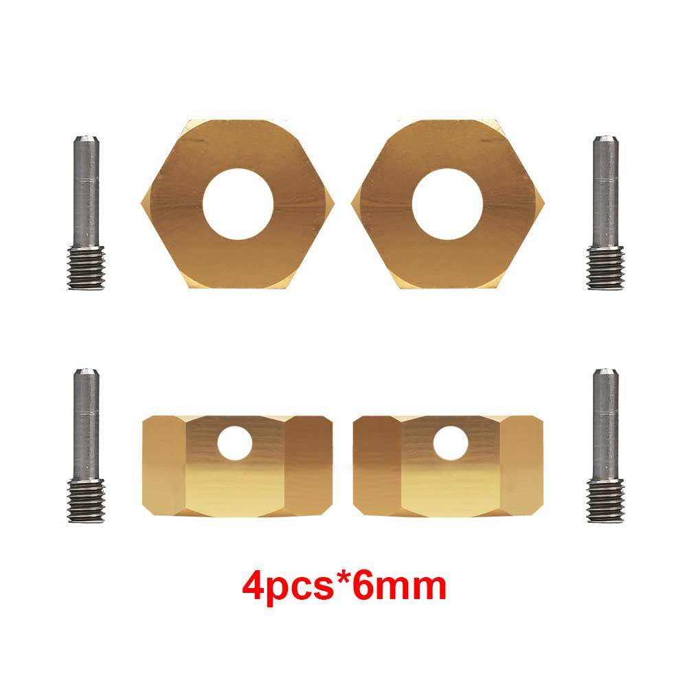 INJORA RC Wheel Hex 12mm 4pcs RC Brass Hex Adapters for 1/10 RC Crawler Axial SCX10 III AXI03007 Capra 1.9 UTB AXI03004 Capra 1.9 UTB AXI03004(6mm)