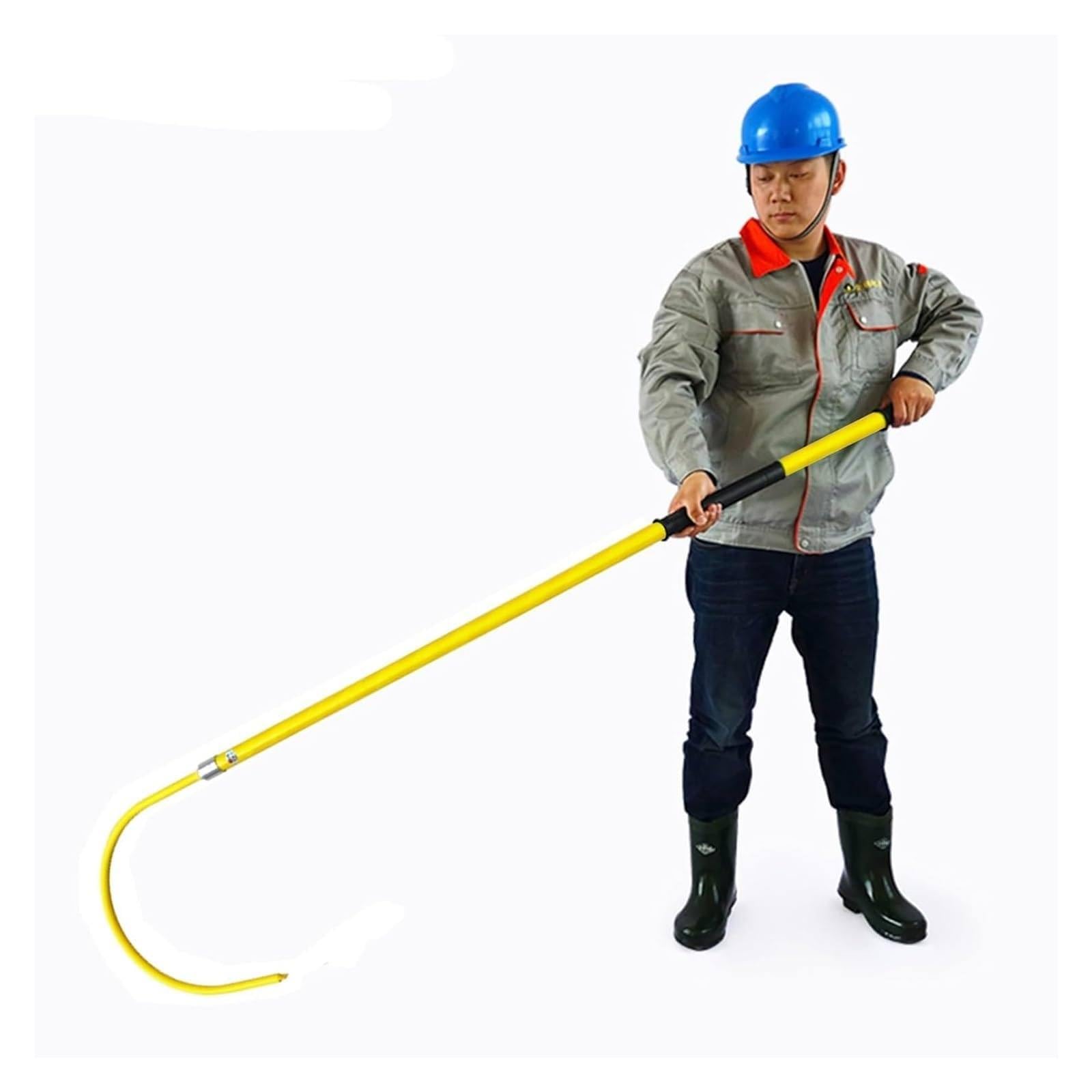 High-Voltage Insulated Rescue Hook For Commercial Use, Insulated Rescue Pole With Body Hook, Portable Safety Rescue Tool For Electricians With Non-Slip Grip, For Factory/,Yellow-1m/3.3ft/39.4in