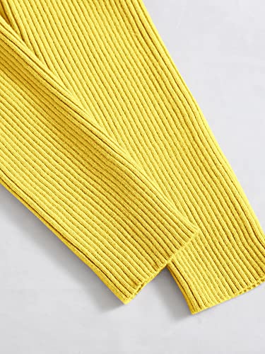 Image of Floerns Women's Tie Front Long Sleeve Rib Knit Shrug Sweaters Cardigan Crop Top Yellow M