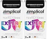 simplicol Textilfarbe expert Mitternacht-Schwarz 1718 - Zum Umfärben und Auffrischen von Kleidung, Waschmaschinenfest, für Baumwolle, Wolle, Seide, Leinen, Viskose & Mischgewebe (Packung mit 2)