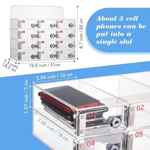 Caja de almacenamiento para teléfono celular de acrílico transparente con compartimentos 4