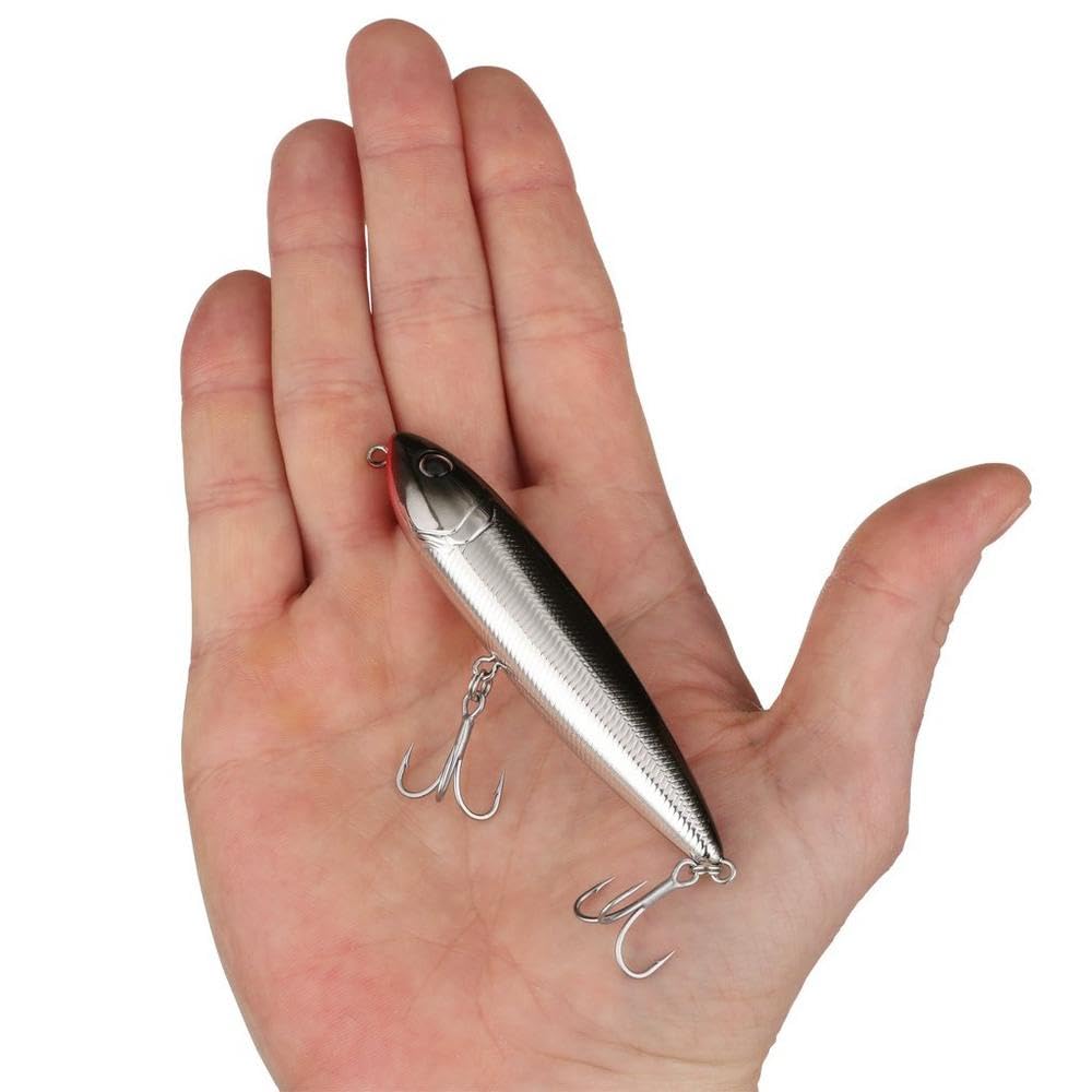 Berkley Saltwater J-Walker 90 Topwater Fishing Lure, Black Chrome, Size 90 (7/16oz), 3.5in, Tail Weighted Design Tuned for Casting Distance, Equipped with Anti-Rust Fusion19 Hook