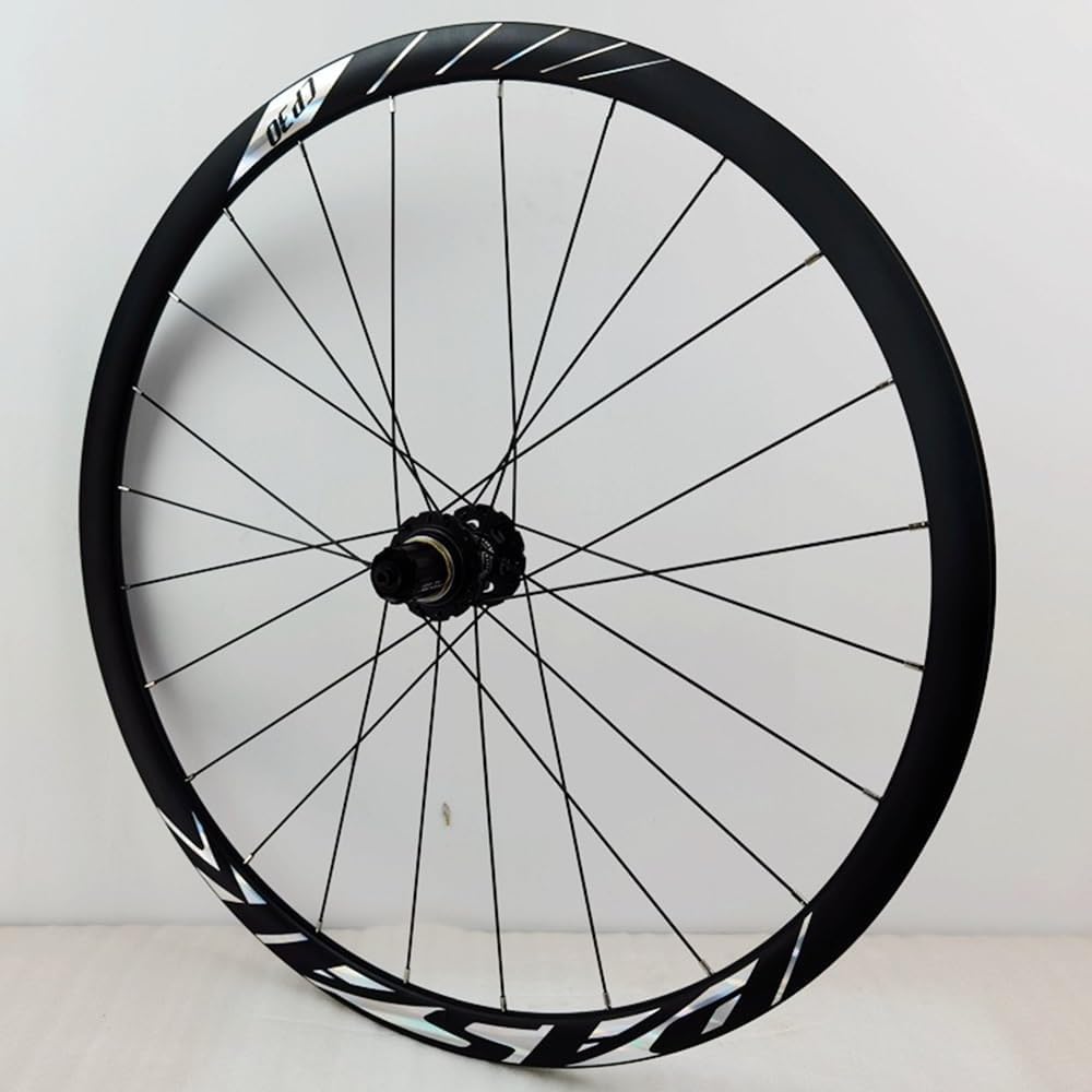 Zestaw kół do roweru szosowego 700c z osią przelotową – aluminiowe felgi 30 mm, kompatybilne z hamulcem tarczowym, piasty 24 h do kasety o prędkości 8-12 biegów, lekkie ulepszenie wydajności
