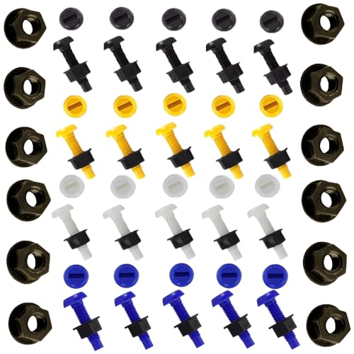 KafTon Colour Nylon Plastic Number Plate Bolts & Nuts Black White Blue Yellow (50, 3/4" Yellow)