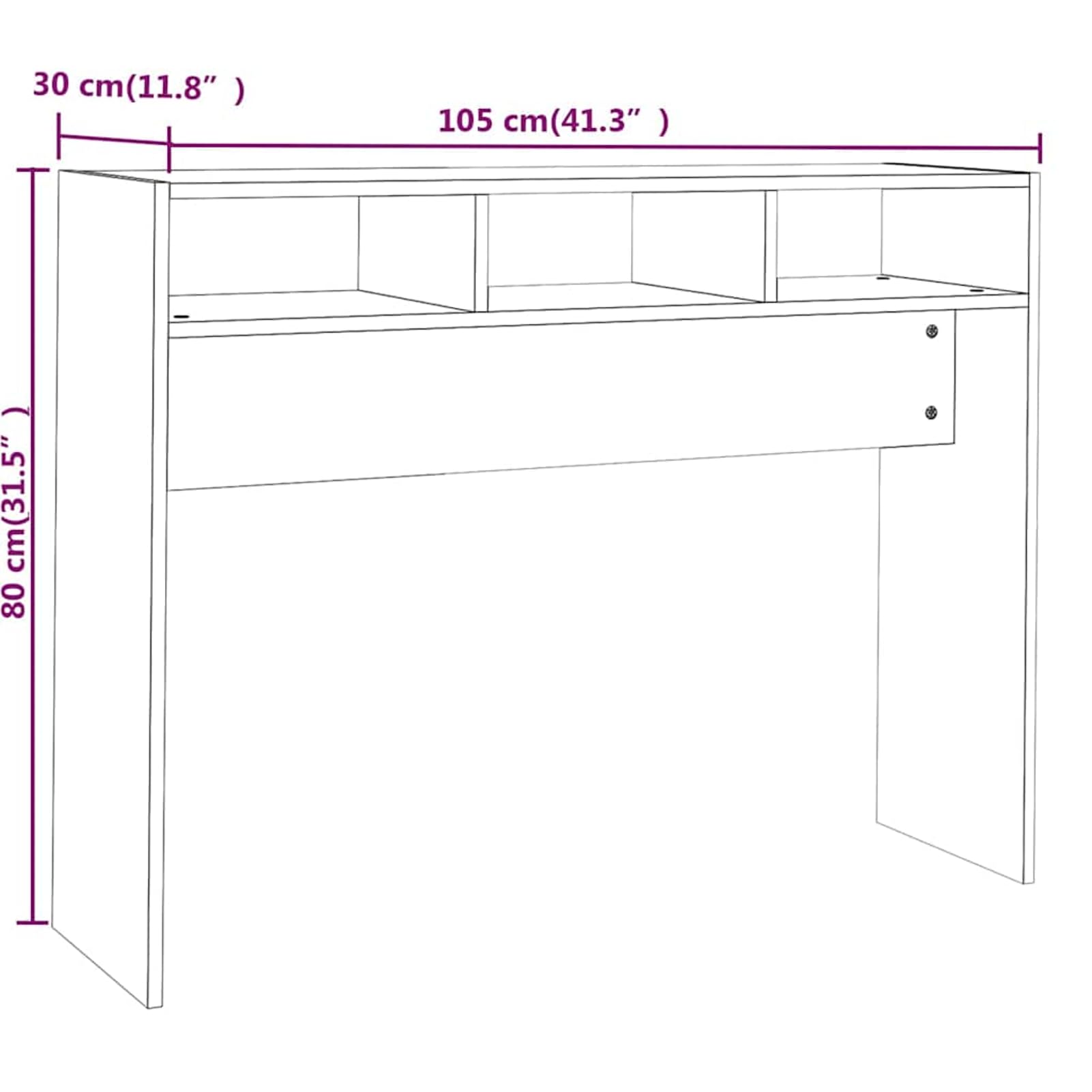 Anself Holzwerkstoff Konsole Räuchereiche 105x30x80cm mit Wandhalterung Model815939