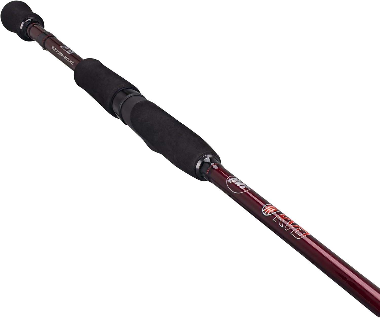 lew's kvd spinning fishing rod, im8 graphite blank with stainless steel guides, split grip eva handles