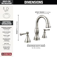 Vista 3 de Delta Faucet Cassidy Pull Down Bathroom Faucet, Brushed Nickel Widespread Bathroom Faucet 3 Hole, Bathroom Sink Faucet with Magnetic Docking