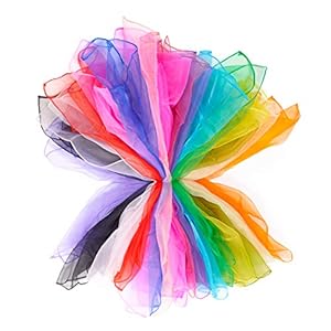 THE TWIDDLERS 32 Jongleersjaaltjes, Vierkante Dans Sjaals, Gymnastiek Sjaal (60x60cm / 16 Kleuren) – Kinderen, School…