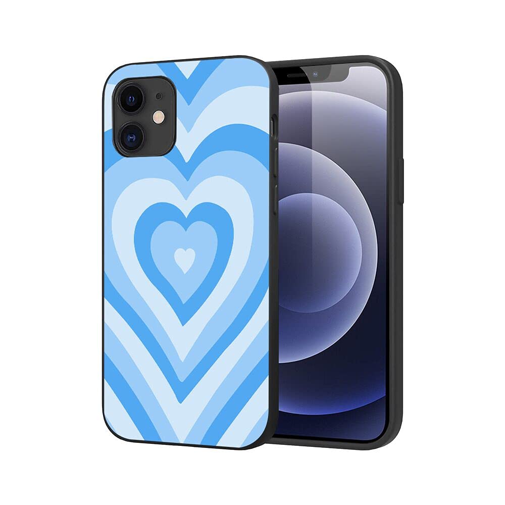 LUOWAN for iPhone 11 Love Heart Case,Silicone Shell with Cute Love Heart Coffe Latte Pattern Design for Women Girls Teen, Shockproof Slim Fit Soft TPU Cover Protective Phone Cases 6.1 inch Blue