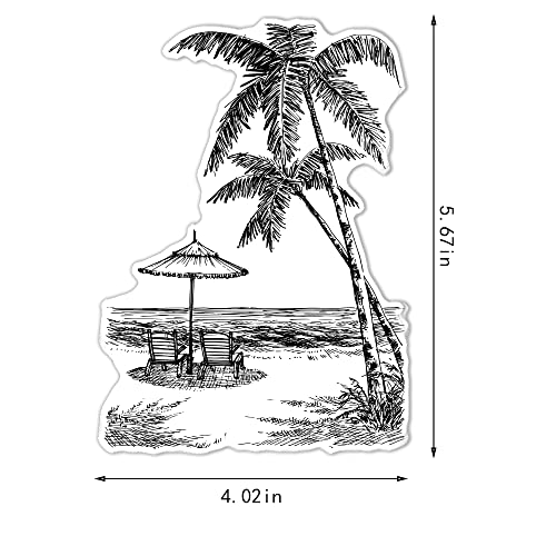 Coconut Tree Sea Umbrella Clear Stamps For Card Making And Photo Album Decorations Summer Holiday Beach Chair Trees Scenery Transparent Silicone Rubber Stamps For Card Making And Diy Scrapbooking #TOP1
