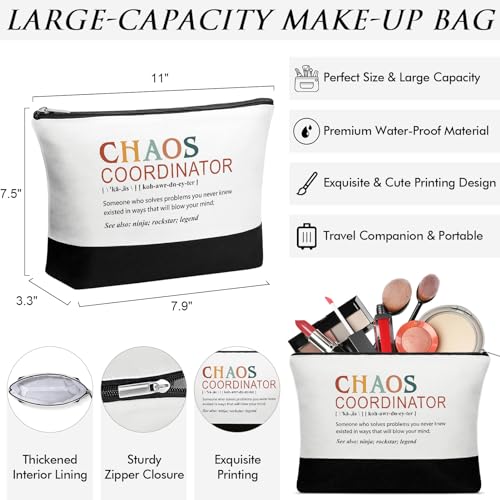 Image of Thank You Gifts for Women, Administrative Professional Day Gifts, Chaos Coordinator Gift for Coworker Boss Lady Manager Nurse Employee Teacher Appreciation Gift Birthday - Canvas Tote Bag Makeup Bag
