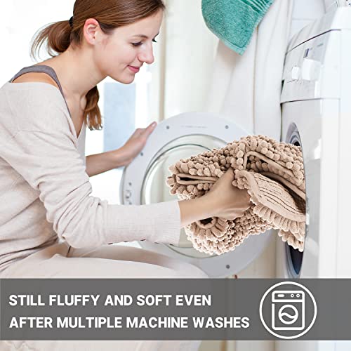 Yimobra 3-teiliges Badezimmerteppich-Sets, Shaggy-Chenille-Badteppich 24 x 17 cm + extra saugfähige Badematte 31,5 x 19… – Bild 6