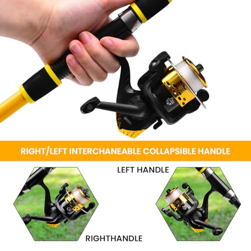 Image of Proberos Telescopic Fishing Rod and Reel Combo 1.8M Carbon Fiber Spinning Rod Portable Travel Fishing Rod Kit with Bait Kit for Beginner Friendly Starter Pack