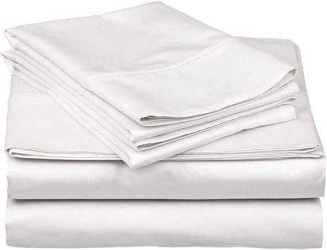 Mattress-Homes RV Camper 100% Long Staple Soft Cotton Sheets Set, 4 Piece Set, RV King 72"X80" Sheets, 16" Deep Pocket, Smooth & Soft Sateen Weave, Luxury Camper Collection Bedding, White Solid