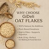 GiDeli Haferflocken 25 kg - natürliche zart Futterhaferflocken - ohne Zusätze & neutral im Geschmack - für Porridge, Müsli & Backen - auch Geeignet als Tierfutter