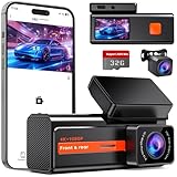 Dash Cam Front and Rear, 4K+1080P WiFi Mini Car Camera with App Control, 170° Wide Angle Dual Dashcam, Night Vision