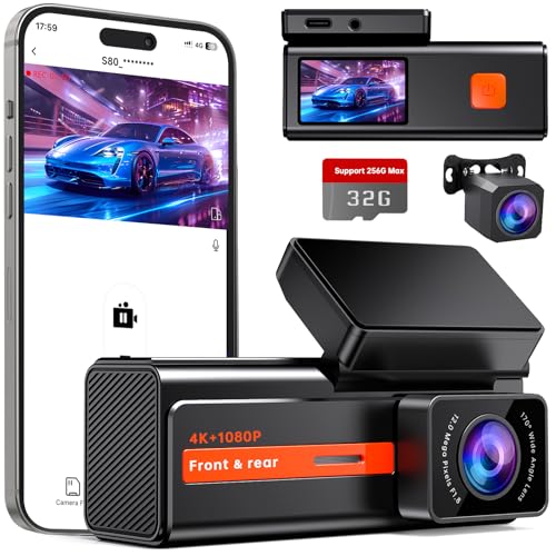 4K Front & Rear Dual Dash Camera with Night Vision