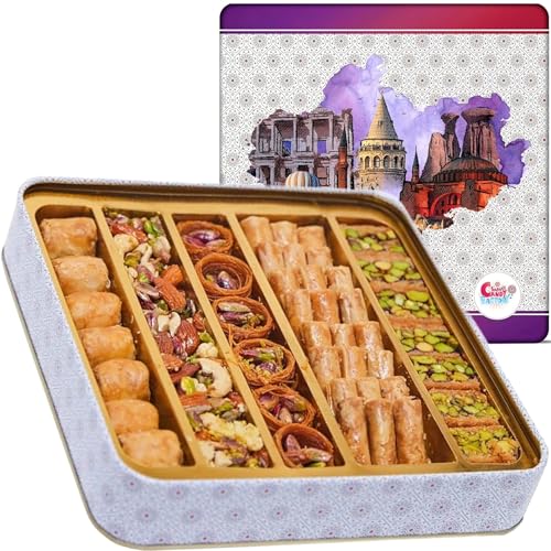 Sarah's Candy Factory 1.1 Lb Assorted Premium Baklava Pastry Gift Box Halal Snacks, 500 Gr in a...