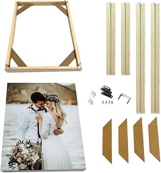 DIY Solid Wood Canvas Frame Kit for Oil Painting & Wrapped Canvas Wall Art - 16x16 inches