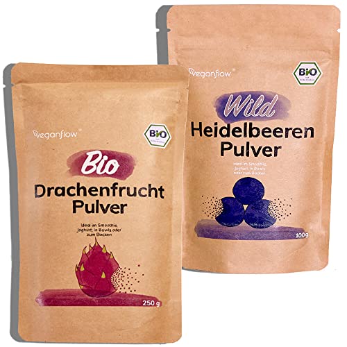 VEGAN FLOW® SET-PREIS Rohkost Wild Heidelbeeren 100g und Rohkost Bio Drachenfrucht Pulver 250g Cover