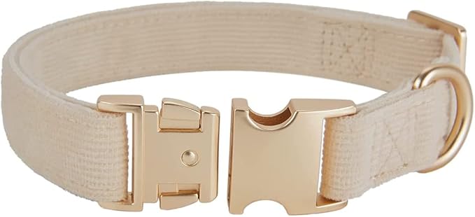 Set de Collar y Correa de Algodón Ajustable para Perro Pequeño Beige miniatura 3