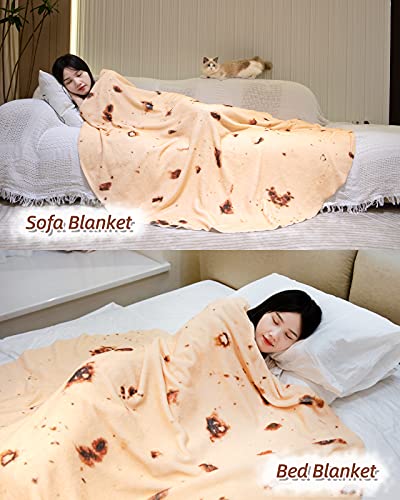 Rainbean 71In Burritos Double Sided Blankets Adult Size, Tortilla Blanket For Kids, Cool Stuff Gifts For Man And Boys , Novelty Food Wrap Blanket, Taco Blankets For Birthday Gifts White Elephant #TOP3