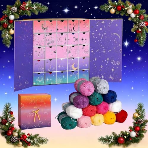 Advent Calendar 2025 25-Day Yarn & Pattern Countdown Box with Tutorials DIY Craft Christmas Gift for Knitters