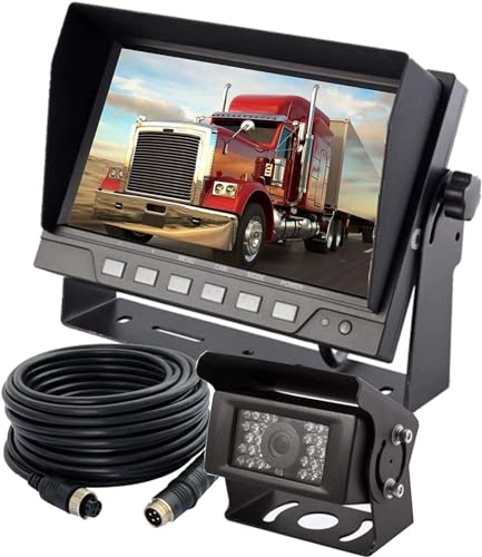 Image of AHD 1080P 7 inch Wired Reverse Rear View Backup Camera System,Guide line,IP69K Waterproof IR Night Vision Camera, for Tractor /Truck /RV /Excavator /Caravan /Skid Steer /Heavy Equipment
