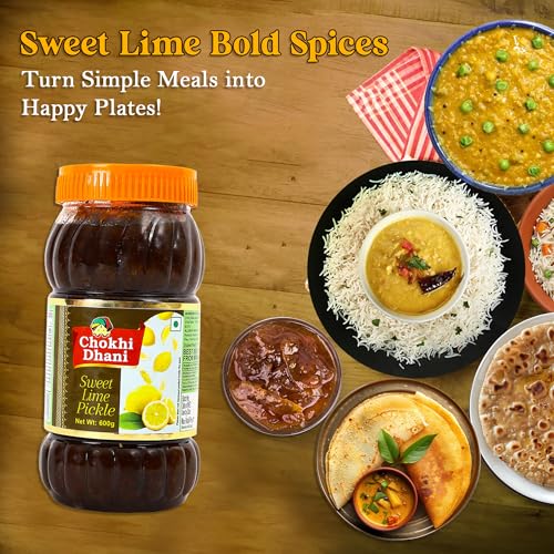 Image of Chokhi Dhani Sweet Lime Pickle (Pack of 2, 600g) | Khatta Meetha Nimbu Achar | Sweet & Sour Lemon Pickle | Oil-Free | No Artificial Flavours | Traditional Indian Pickle