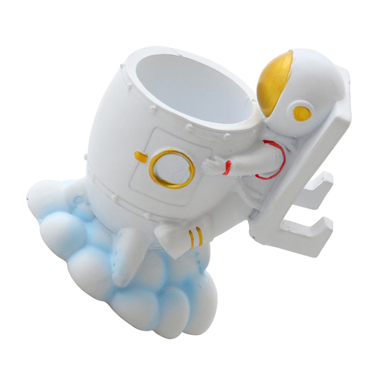 Porte-pinceaux astronaute en résine pour bureau et maquillage décoratif
