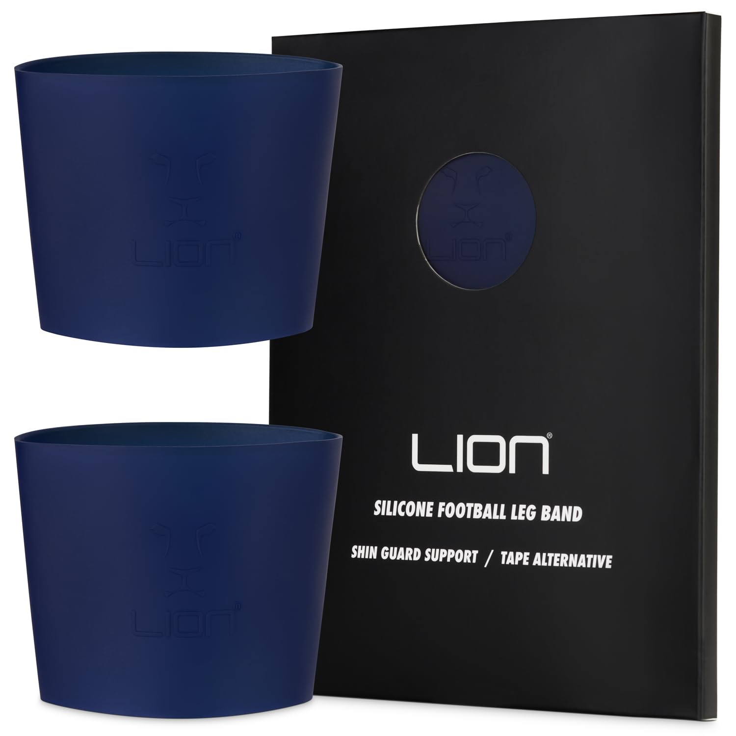 Silicone Football Leg Bands For Adults & Kids - The Tape Alternative To Hold Shin Pads In Place To Match Your Kit (Navy)