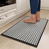 YDKGL Kitchen Mats for Floor, Super Absorbent Kitchen Rugs Non Slip Washable, Rubber Backing Soft Chenille Braided Kitchen Runner Rug Standing Mat Sink Mat, Easy to Clean, Black 17