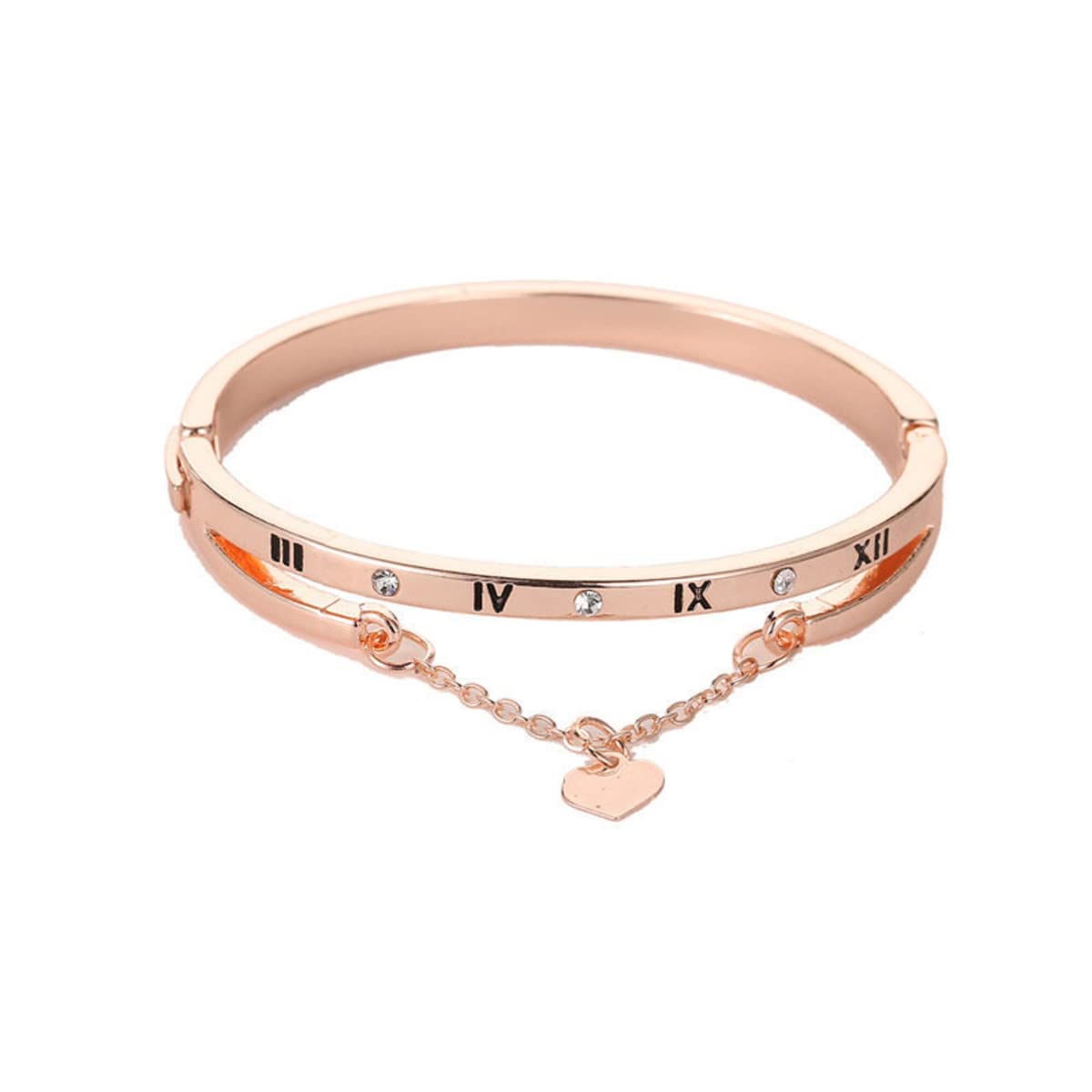 Jewels Galaxy Rose Gold Plated Roman Numbers engraved Stone Studded Korean Bracelet For Women and Girls (MYN-BNG-17185) (B0BRBHYQ6F) Amazon Price History, Amazon Price Tracker