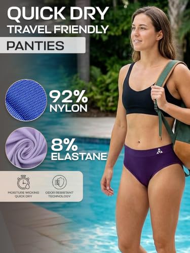 Image of Balanced Tech Moisture Wicking Underwear for Women, Seamless Workout Hipster Brief Bikini Panties