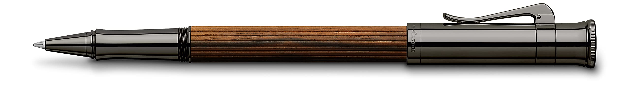 Graf von Faber-Castell - pióro kulkowe Classic z drewna makassar | Trzonek z drewna makassarskiego z powłoką tytanową PVD i szybko schnącym czarnym atramentem