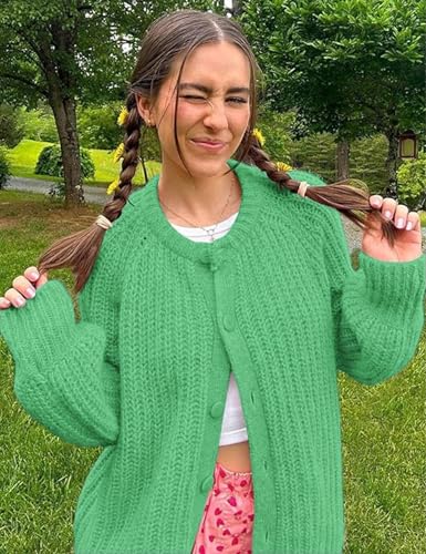 Esmeling Women’s Long Sleeve Crewneck Sweater Cardigans Fall Casual Solid Chunky Knit Coat3