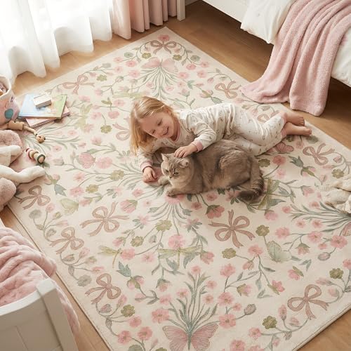 Tapete decorativo Beige 5x7 pies Boho miniatura 1