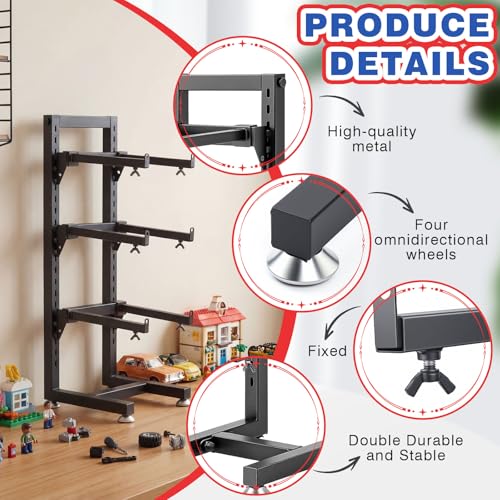 Image of AceOrbit Rc Car Stand 5 Layer Adjustable Wall Mount Car Display Rack with Screws Crawler 8 inch x 9 inch x 24 inch Storage System for 1 /10 1 /12 1 /18 1 /24 1 /32 Multiple Scale Cars /Trucks Stand Shelf(Black)