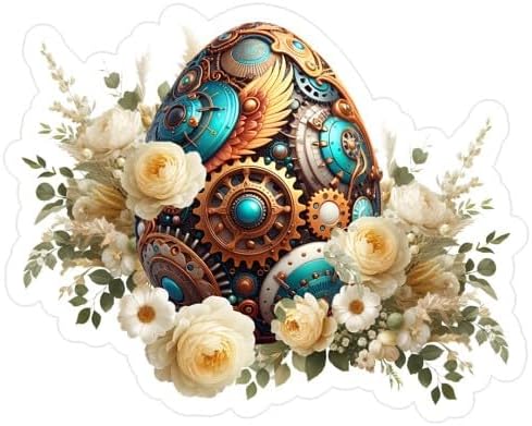 CafePress Elegant Steampunk Easter Egg Small Die Cut Sticker, 3"x4" Glossy Finish