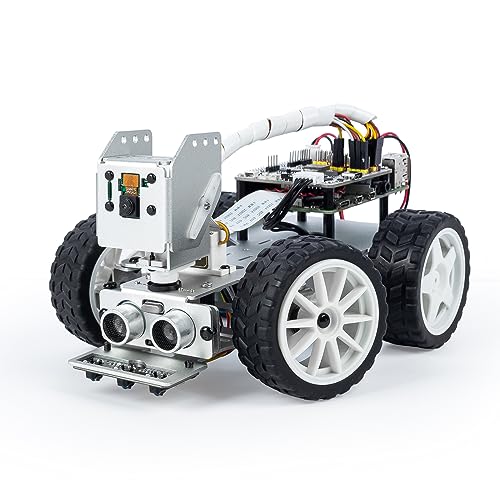 Picar-X AI Video Robot Car Kit für Raspberry Pi 5/4/3B+/3B, ChatGPT-4o Enabled mit Sprachsteuerung & Videoerkennung, Python, Scratch, Kamera, Mikrofon, Akku (RPI Nicht enthalten)
