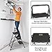 BONTEC 3-Step Ladder, Folding Step Stool, 600lbs Max Load Capacity, Sturdy Steel, Non-Slip Pedals, Lightweight, Portable Steel Ladder with Convenient Handrail, Safety Design for Home & Work, Black